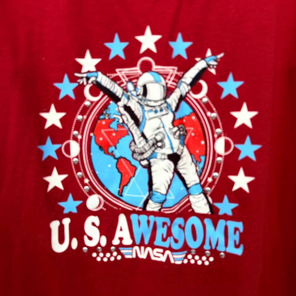 NASA U.S. Awesome Astronaut Graphic Studded‎ Tank Top Womens Small Red